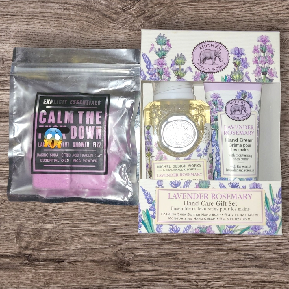 Lavender Rosemary Hand Care Gift Set & Lav. Mint Shower Fizzies NWT Gift Set